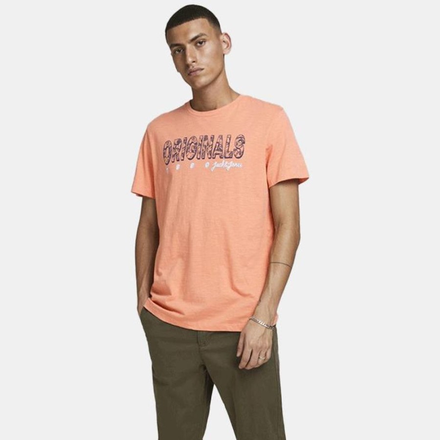 Hommes Jack & Jones | Jorlefo Placement Tee Ss Crew Neck